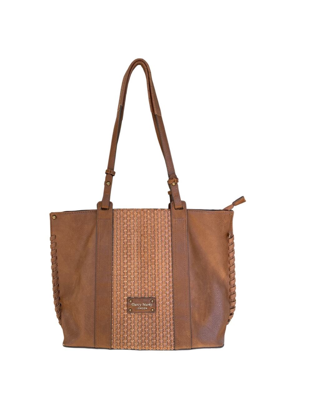 Darcy Marks London Bag Brown Faux Leather Tote Shoulder Purse Double Handle